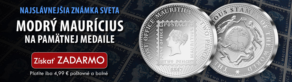 Mimoriadna ponuka - pamätná medaila Modrý Maurícius ZADARMO! Platíte iba poštovné a balné 4,99 €.