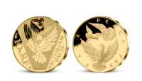 Zlatá holubica mieru na minci z certifikovaného zlata