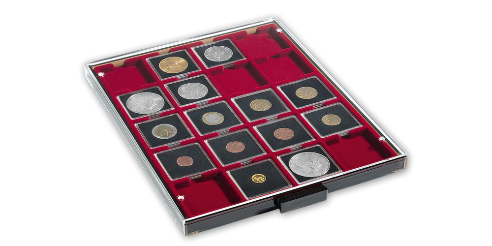 Kazeta na mince MB v tónovanej farbe s červeným zásobníkom 