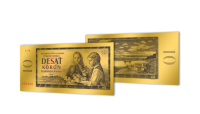 Replika 10 Kčs bankovky z rýdzeho zlata
