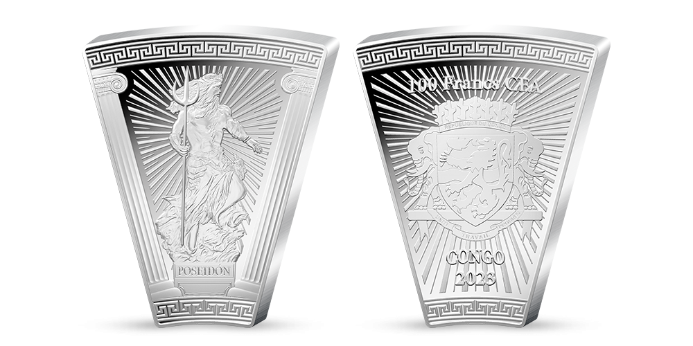Kolekcia Bohovia Olympu - minca Poseidón z rýdzeho striebra