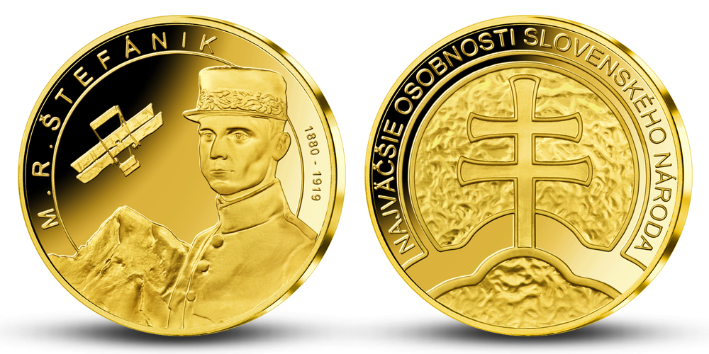 Pozlátená pamätná medaila - M. R. Štefanik