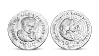 Strieborná minca s portrétom Marie Curie Sklodowské 