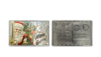 Santova vianočná minca v tvare pohľadnice zušľachtená rýdzim striebrom