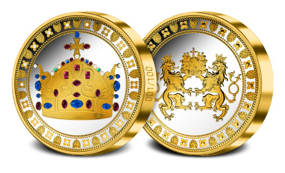 Svätováclavská koruna na pamätnej razbe vykladanej drahokamami