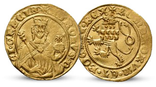 Kráľovský zlatý dukát s podobizňou legendárneho Karola IV.