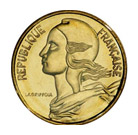 5 centimov - minca vyobrazuje Marianne – personifikáciu Francúzskej republiky