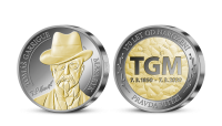 Strieborná medaila T. G. Masaryk zušľachtená zlatom a ruténiom 