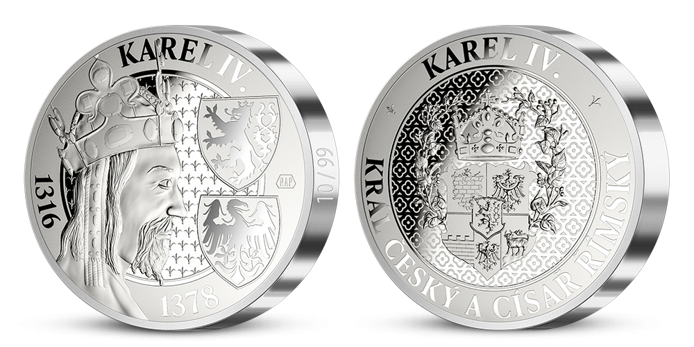 Výročná medaila z 1 kg striebra k 705. výročiu narodenia Karola IV. 