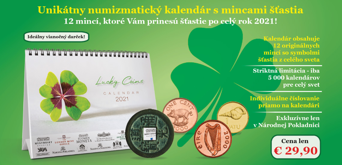 Unikátny numizmatický kalendár s 12 mincami šťastia