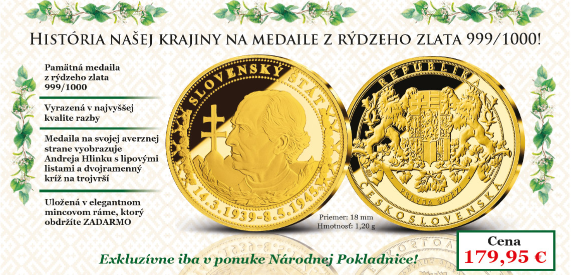 Pamätná medaila Slovenský štát z rýdzeho zlata 999/1000