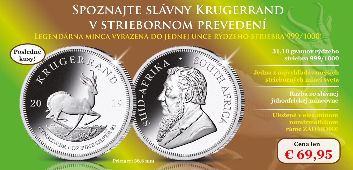 Krugerrand - Legendárna minca vyrazená do jednej unce rýdzeho striebra