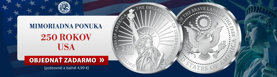 Mimoriadna ponuka - jubilejná pamätná medaila 250 rokov USA ZADARMO! Platíte iba poštovné a balné 4,99 €.