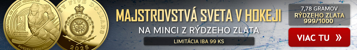 Majstrovstvá sveta v hokeji - minca z rýdzeho zlata 999/1000