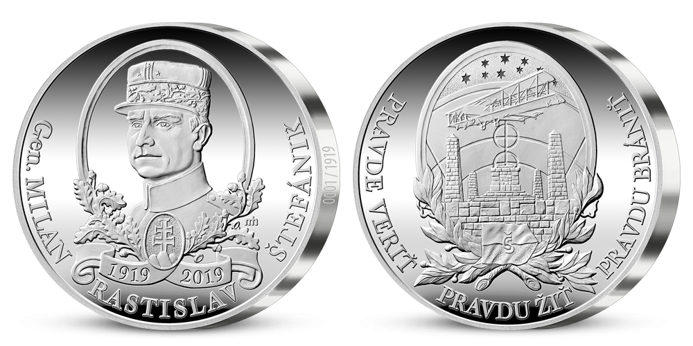M. R. Štefánik - pamätná medaila z rýdzeho striebra 999/1000