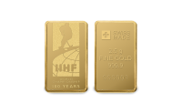 Zlatý 2,5 gramov ingot s tematikou IIHF ku 100. výročie prvého zápasu