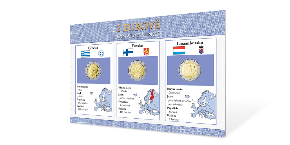 Sada pamätných euromincí - Luxembursko 2006, Fínsko 2013, Grécko 2013 