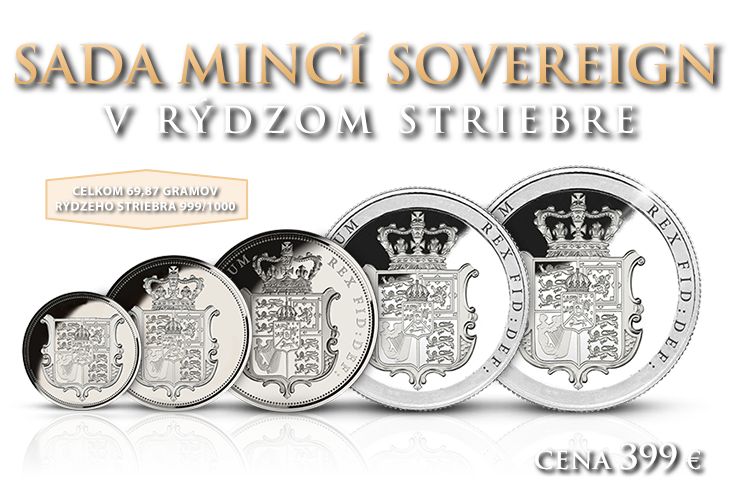 Sada 5 mincí Sovereign v rýdzom striebre, 2021 