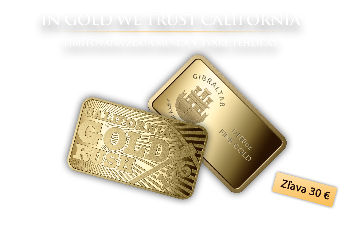 Zlatá minca v tvare tehličky In Gold We Trust