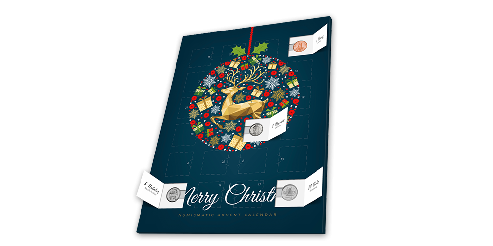 Modrý adventný kalendár s 24 mincami Modrý adventný kalendár s 24 mincami