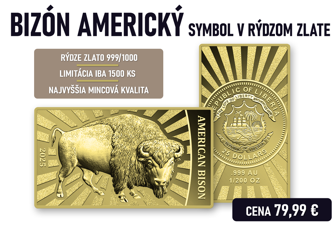 Bizón americký, symbol v rýdzom zlate