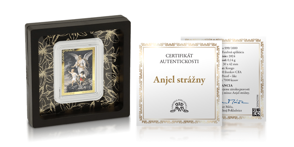 Anjel strážny a rýdze zlato 999/1000 s koloráciou