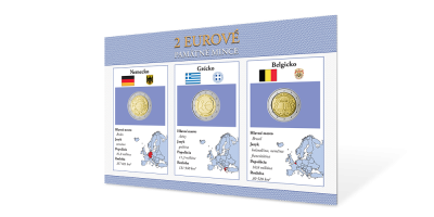 Sada pamätných euromincí - Belgicko 2007, Grécko 2009, Nemecko 2012