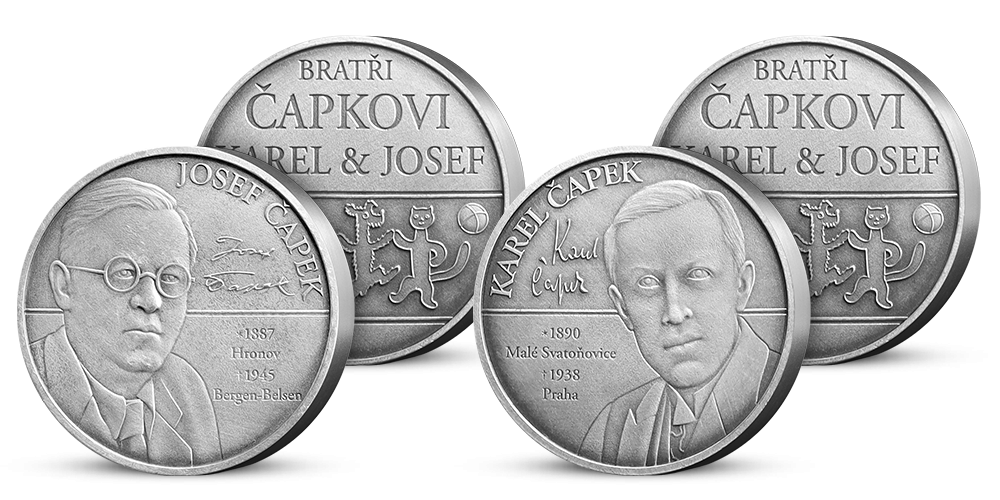 Pamätné medaily vyobrazujú Jozefa Čapka a Karla Čapka Pamätné medaily vyobrazujú Jozefa Čapka a Karla Čapka