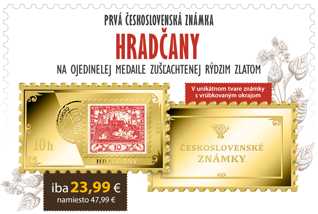 Zn&aacute;mka Hradčany na medaile zu&scaron;ľachtenej r&yacute;dzim zlatom