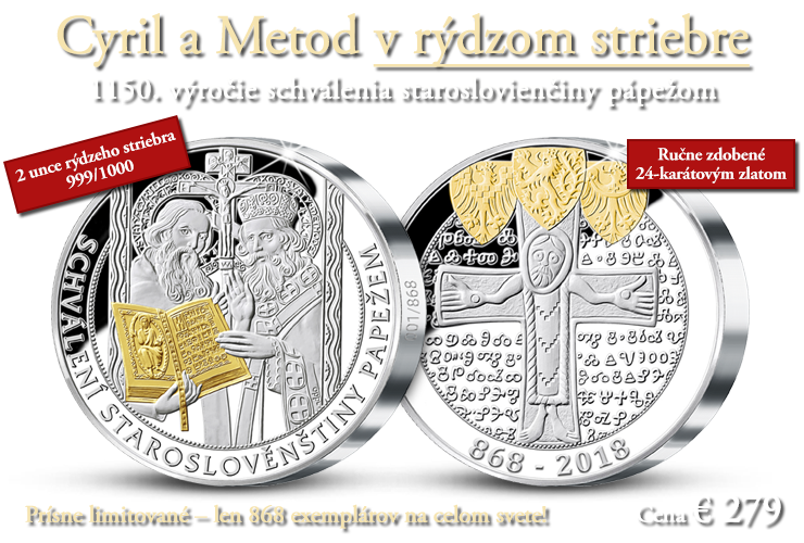 Pamätná medaila Cyril a Metod v 2 oz rýdzeho striebra