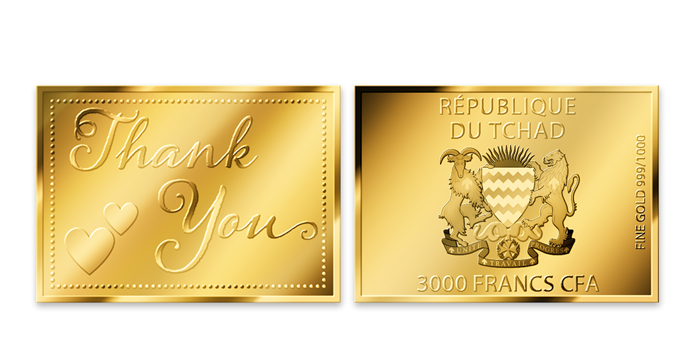 Thank You – minca z rýdzeho zlata 999/1000