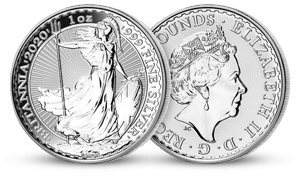 Strieborná minca Britannia 2020