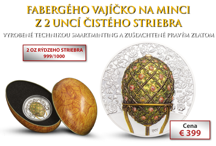 Fabergého vajce na minci z 2 uncí rýdzeho striebra