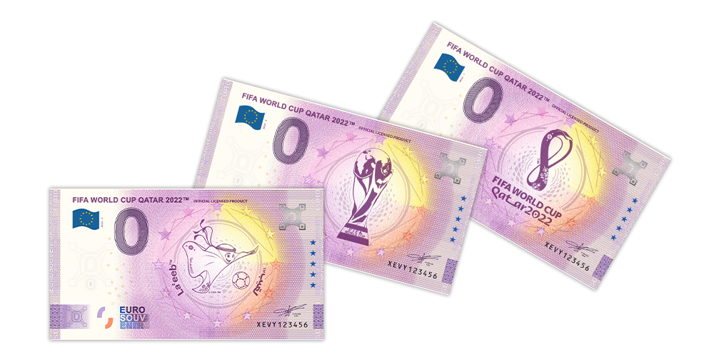 Suvenírové euro bankovky MS Katar 2022