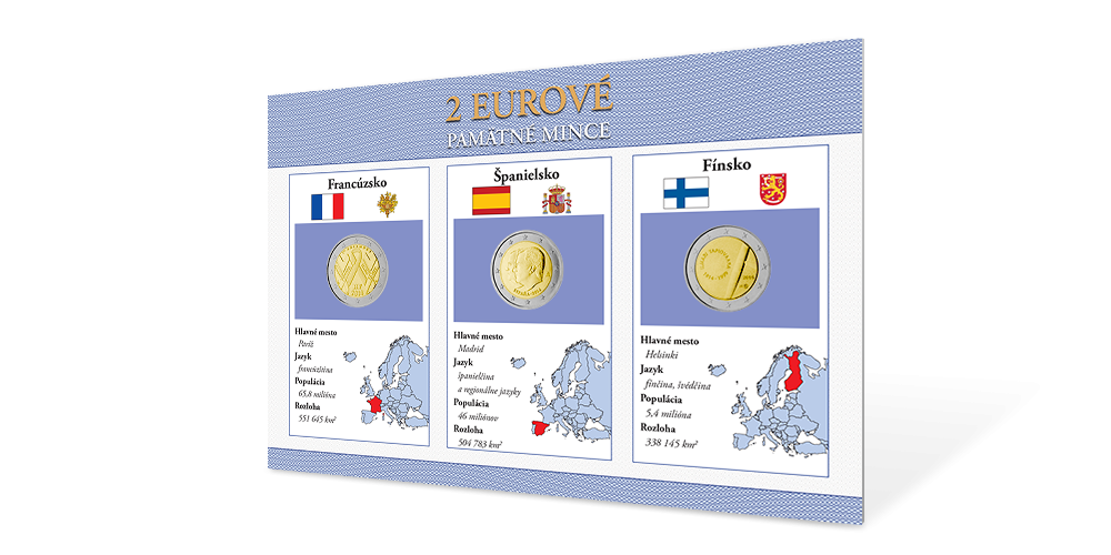 Sada pamätných euromincí - Fínsko 2014, Španielsko 2014, Francúzsko 2014