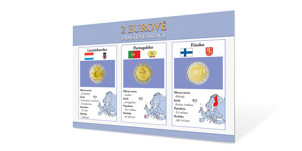 Sada pamätných euromincí - Fínsko 2015, Portugalsko 2015, Luxembursko 2012