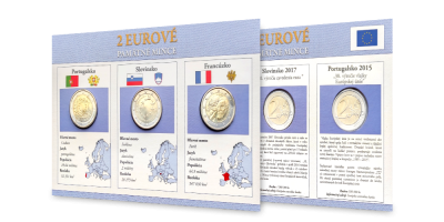 Sada pamätných euromincí  - Francúzsko 2017, Slovinsko 2017, Portugalsko 2015