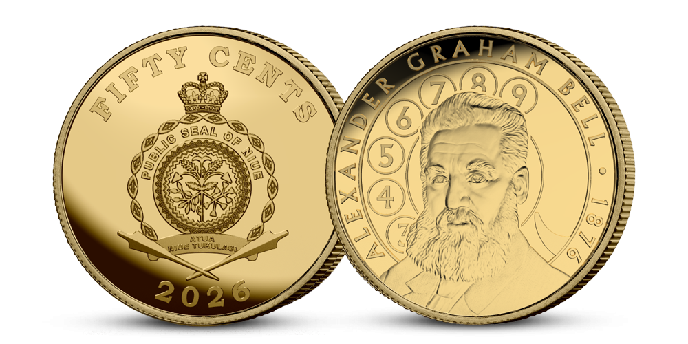 Vedec a vynálezca Alexander Graham Bell na minci z rýdzeho zlata 999/1000