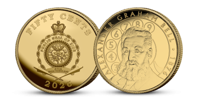 Vedec a vynálezca Alexander Graham Bell na minci z rýdzeho zlata 999/1000