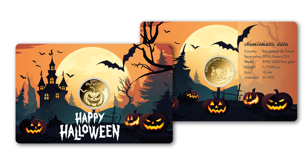 Halloweenská minca z rýdzeho zlata – Tekvica