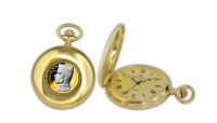 Vreckové hodinky s mincou M.R. Štefánik zušľachtené 24-karátovým zlatom