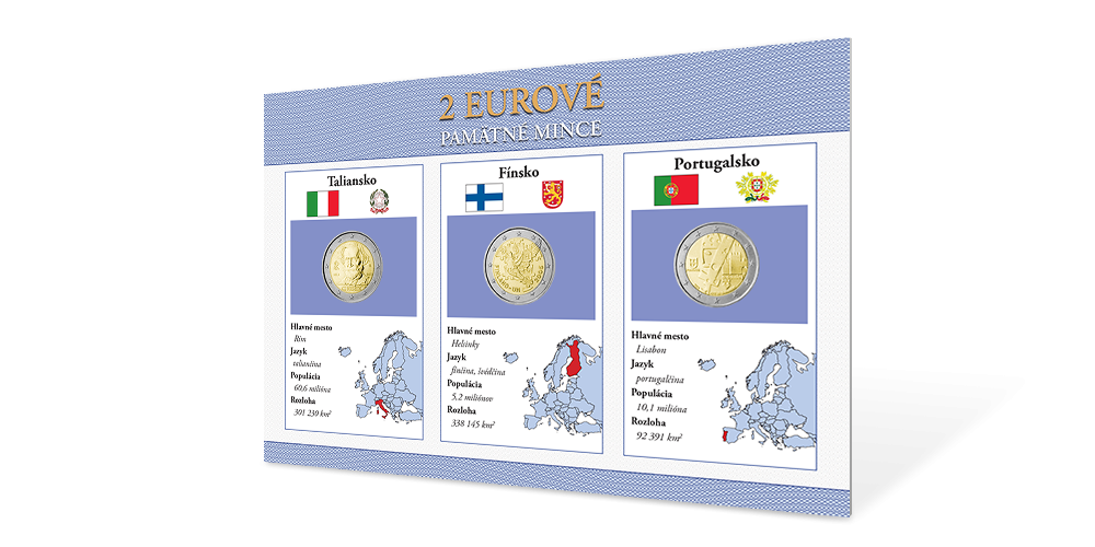 Sada pamätných euromincí - Taliansko 2013, Fínsko2005, Portugalsko 2012