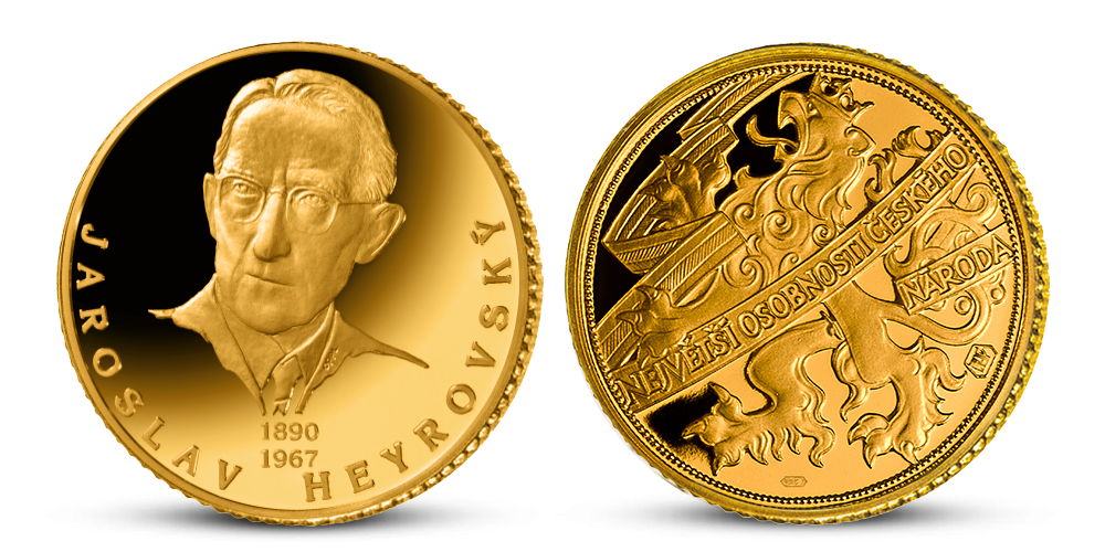 Jaroslav Heyrovský - pamätná medaila zo 14-karátového zlata 
