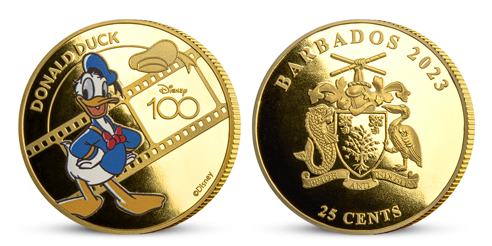Kolekcia mincí zušľachtených rýdzim zlatom k 100. výročiu Disney - Káčer Donald Kolekcia mincí zušľachtených rýdzim zlatom k 100. výročiu Disney - Káčer Donald