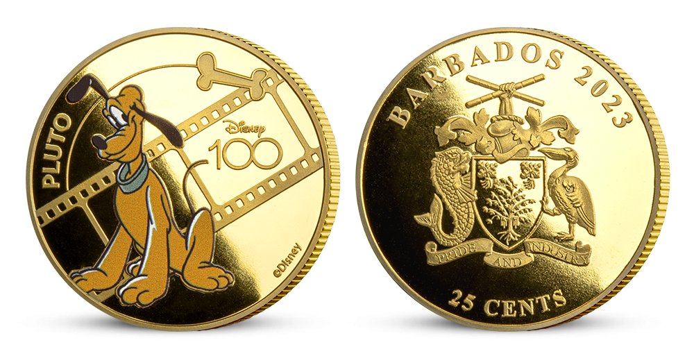 Kolekcia mincí zušľachtených rýdzim zlatom k 100. výročiu Disney - Pluto