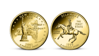 New York, Delaware - Štvrťdolárové mince zušľachtené rýdzim zlatom