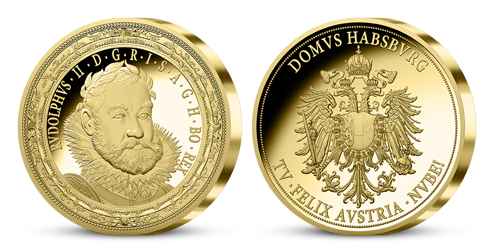 Rudolf II. - medaila zušľachtená rýdzim zlatom  Rudolf II. - medaila zušľachtená rýdzim zlatom