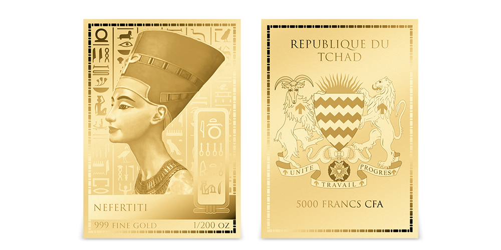 Kolekcia Egyptskí faraóni - zlatá minca Nefertiti