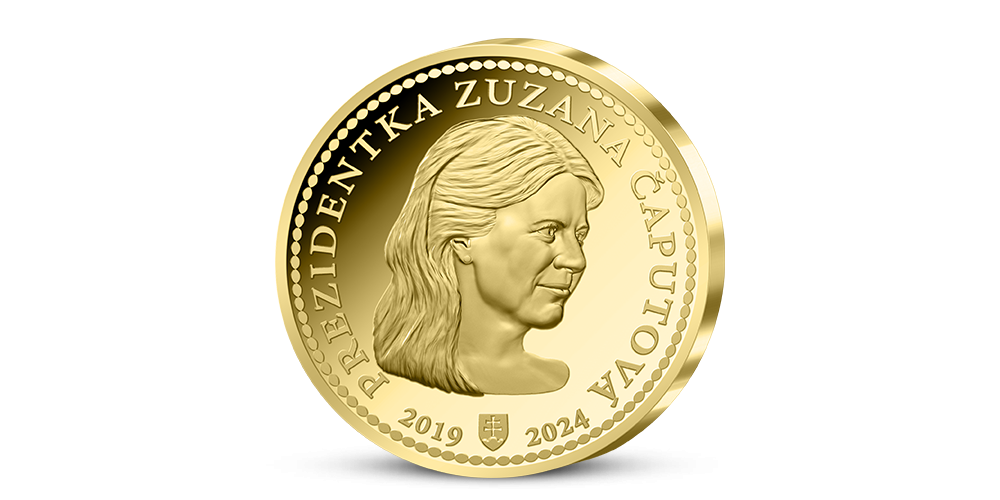 Zuzana Čaputová na pamätnej medaile zušľachtenej rýdzim zlatom