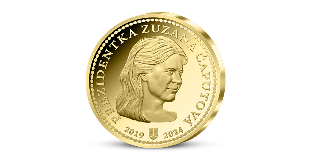 Zuzana Čaputová na pamätnej medaile zušľachtenej rýdzim zlatom Zuzana Čaputová na pamätnej medaile zušľachtenej rýdzim zlatom